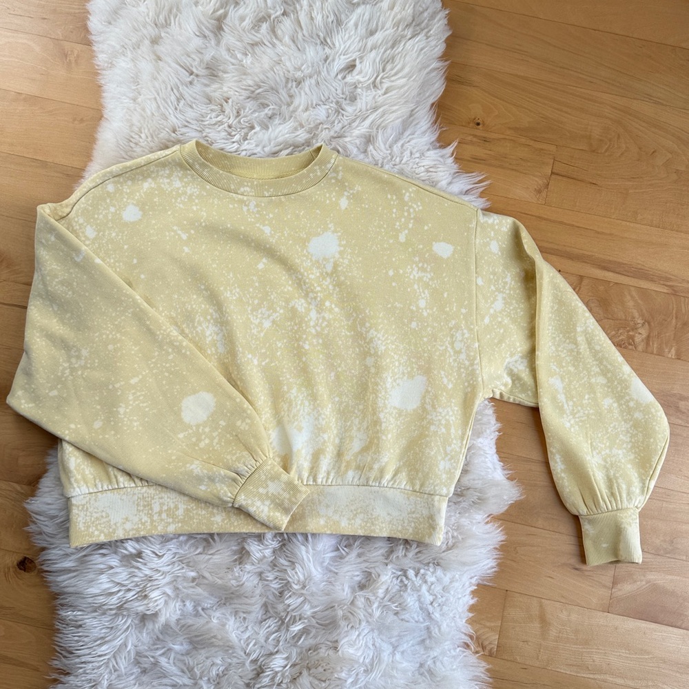 NWOT, Daily Practice Anthropology Yellow Tie-Dye Sweatshirt, size XXS